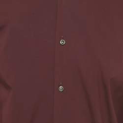 Pre Owned Boss By Hugo Boss Burgundy Cotton Blend Shirt XXL