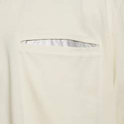 Pre Owned Boss By Hugo Boss Cream Logo Patch Cotton Blend T-Shirt XL 