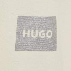 Pre Owned Boss By Hugo Boss Cream Logo Patch Cotton Blend T-Shirt XL 