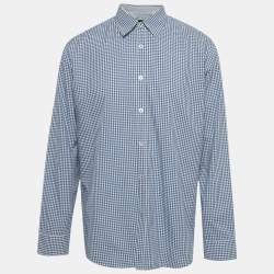 Pre Owned Boss By Hugo Boss Blue/White Checkered Cotton Obert Regular Fit Shirt XL 
