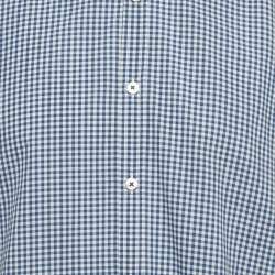 Pre Owned Boss By Hugo Boss Blue/White Checkered Cotton Obert Regular Fit Shirt XL 
