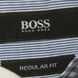 Pre Owned Boss By Hugo Boss Blue/White Checkered Cotton Obert Regular Fit Shirt XL 