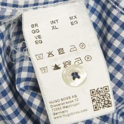 Pre Owned Boss By Hugo Boss Blue/White Checkered Cotton Obert Regular Fit Shirt XL 