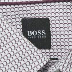 Pre Owned Boss By Hugo Boss Burgundy Printed Cotton Luka Regular Fit Shirt XL 