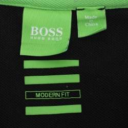 Pre Owned Boss By Hugo Boss Black Pique Cotton Paul Curved Polo T-Shirt L