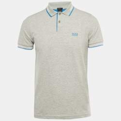 Pre Owned Boss By Hugo Boss Grey Cotton Slim Fit Paul Polo T- Shirt M