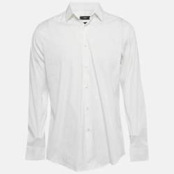 Pre Owned Boss By Hugo Boss White Cotton Blend Slim Fit Isko Shirt L