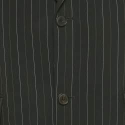 Pre Owned Boss By Hugo Boss Black Striped Wool Single Breasted Blazer L