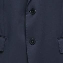 Pre Owned Boss By Hugo Boss Navy Blue Wool Pants & Suit Set L/M