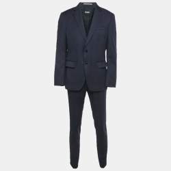 Pre Owned Boss By Hugo Boss Navy Blue Wool Pants & Suit Set L/M