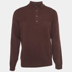 Pre Owned Boss By Hugo Boss Burgundy Wool Sweater L