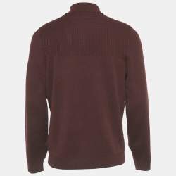 Pre Owned Boss By Hugo Boss Burgundy Wool Sweater L