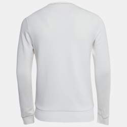 مملوكة مسبقًا Boss By Hugo Boss White Logo Applique Cotton Blend Salbo Iconic Sweatshirt XS