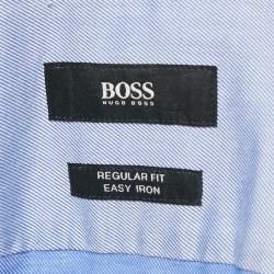 مملوكة مسبقًا Boss Hugo Boss Blue Gabardine Regular Fit Shirt S