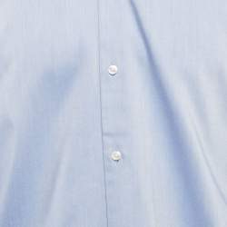 مملوكة مسبقًا Boss Hugo Boss Blue Gabardine Regular Fit Shirt S