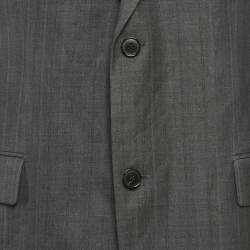 مملوكة مسبقًا بليزر بوس باي هوغو بوس برتولوكسي صوف وحرير مخطط رمادي فحمي مقاس كبير جداً (اكس لارج)