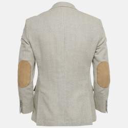 Pre Owned بليزر بوس باي هوغو بوس بني بتركيبة هيرينغبون برقعة على الكوع مقاس صغير