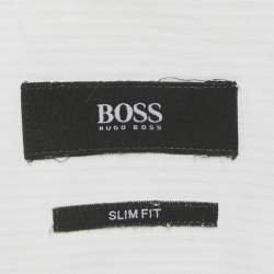 مملوكة مسبقًا قميص بوس باي هوغو بوس إيزيو قطن أبيض مجسم كبير جدًا