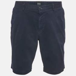 مملوكة مسبقًا Boss By Hugo Boss Navy Blue Cotton Slice Shorts L