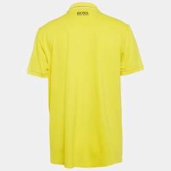 Pre Owned تي شيرت بولو بوس باي هوغو بوس بيكيه أصفر عادي مقاس ضخم جدًا - إكس إكس لارج