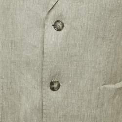 Pre Owned Boss By Hugo Boss Light Green Linen Blend Regular Fit Blazer S