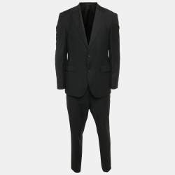 Pre Owned Boss by Hugo Boss Black Wool Blend Blazer and Pant Suit L/M