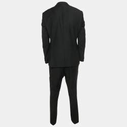 Pre Owned Boss by Hugo Boss Black Wool Blend Blazer and Pant Suit L/M