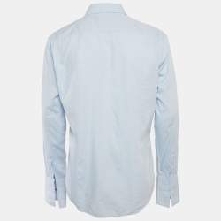 مملوكة مسبقًا قميص بوس باي هوغو بوس أزرق منقوش بقصة ضيقة مقاس كبير جدًا