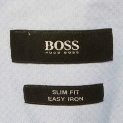 مملوكة مسبقًا قميص بوس باي هوغو بوس أزرق منقوش بقصة ضيقة مقاس كبير جدًا