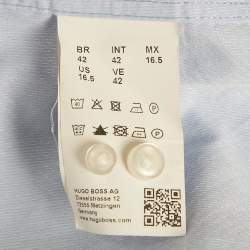 مملوكة مسبقًا قميص بوس باي هوغو بوس أزرق منقوش بقصة ضيقة مقاس كبير جدًا