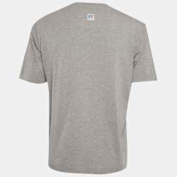 Pre Owned Boss By Hugo Boss Grey Logo Applique Jersey T-Shirt M