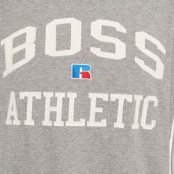 Pre Owned Boss By Hugo Boss Grey Logo Applique Jersey T-Shirt M