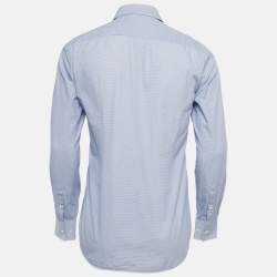 Pre Owned Boss by Hugo Boss Blue Cotton Full Sleeve Slim Fit Shirt S