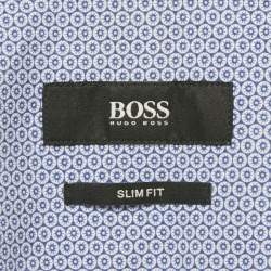 Pre Owned Boss by Hugo Boss Blue Cotton Full Sleeve Slim Fit Shirt S