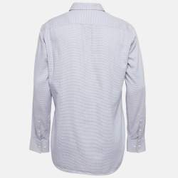 مملوكة مسبقًا قميص هوغو بوس أزرق قطن أكمام كاملة خط نحيف مقاس وسط