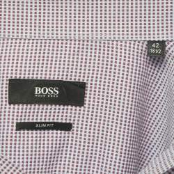 مملوكة مسبقًا قميص هوغو بوس أزرق قطن أكمام كاملة خط نحيف مقاس وسط