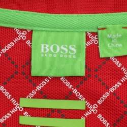 Pre Owned Boss By Hugo Boss Red Jersey Modern Fit Polo T-Shirt M