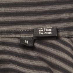 Pre Owned Boss By Hugo Boss Grey Striped Cotton Slim Fit Shirt M