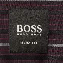 Pre Owned قميص بوس باي هوغو بوس مخطط أرجواني قطن بأكمام طويلة مقاس كبير (لارج)