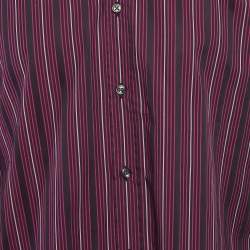 Pre Owned قميص بوس باي هوغو بوس مخطط قطن أرجواني بقصة ضيقة مقاس كبير - لارج