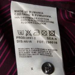 Pre Owned قميص بوس باي هوغو بوس مخطط قطن أرجواني بقصة ضيقة مقاس كبير - لارج