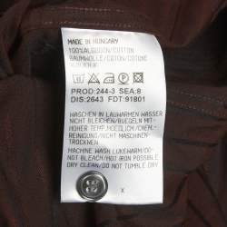 Pre Owned قميص بوس باي هوغو بوس بني مخطط بأكمام طويلة مقاس كبير