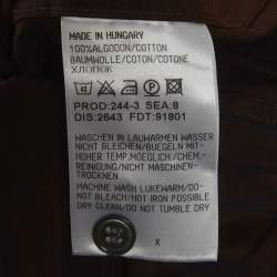 Pre Owned قميص بوس باي هوغو بوس بني مخطط بأكمام طويلة مقاس كبير