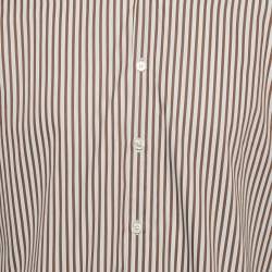 Pre Owned Boss By Hugo Boss Brown/White Striped Cotton Shirt L