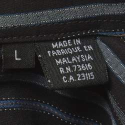 مملوكة مسبقًا قميص بوس باي هيوغو بوس قطن مخطط أسود/أزرق مقاس كبير