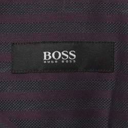Pre Owned Boss By Hugo Boss Purple Striped Cotton Long Sleeve Shirt XL
