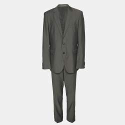 Pre Owned Boss By Hugo Boss Grey Virgin Wool Blazer and Pants Suit XXL