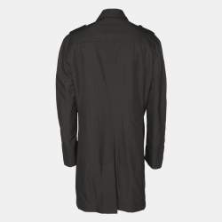 Pre Owned Boss By Hugo Boss Dark Grey Nylon Trench Coat XL