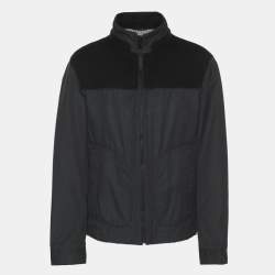 Pre Owned Boss By Hugo Boss Navy Blue Gabardine and Rib Knit Jacket XXL