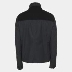 Pre Owned Boss By Hugo Boss Navy Blue Gabardine and Rib Knit Jacket XXL